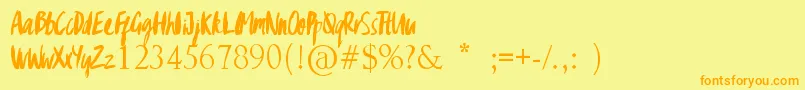 GypsyBrush Font – Orange Fonts on Yellow Background