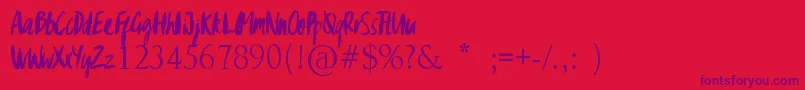 GypsyBrush Font – Purple Fonts on Red Background