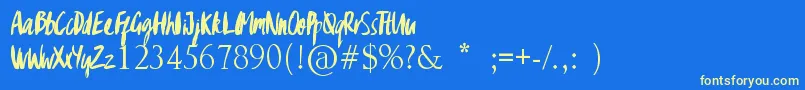 GypsyBrush Font – Yellow Fonts on Blue Background