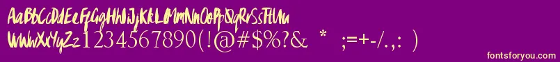 GypsyBrush Font – Yellow Fonts on Purple Background