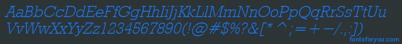 RodeolightItalic Font – Blue Fonts on Black Background