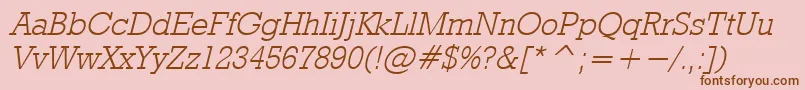 RodeolightItalic Font – Brown Fonts on Pink Background