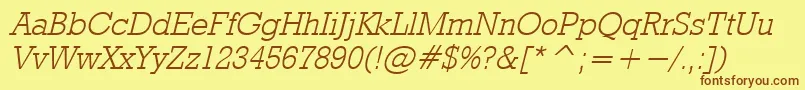 RodeolightItalic Font – Brown Fonts on Yellow Background