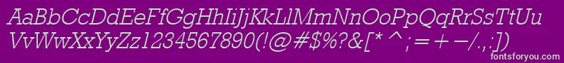 RodeolightItalic-fontti – vihreät fontit violetilla taustalla