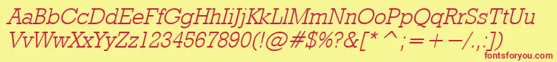 RodeolightItalic Font – Red Fonts on Yellow Background