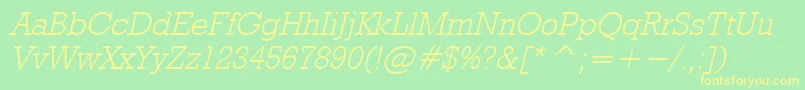 RodeolightItalic Font – Yellow Fonts on Green Background