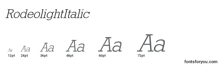 RodeolightItalic Font Sizes