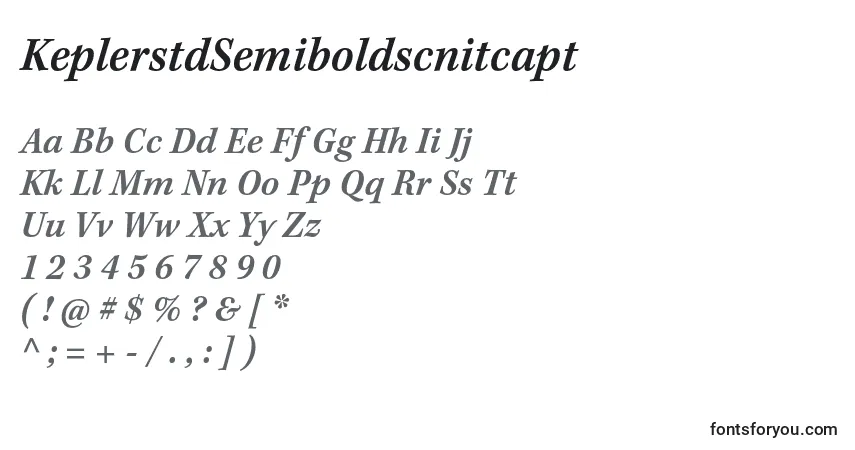 A fonte KeplerstdSemiboldscnitcapt – alfabeto, números, caracteres especiais