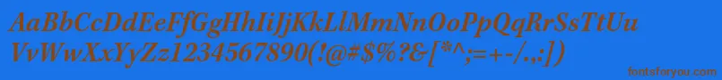 KeplerstdSemiboldscnitcapt-Schriftart – Braune Schriften auf blauem Hintergrund