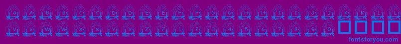 PfYulefire1フォントについての詳細 フォントPfYulefire1 – 紫色の背景に青い文字
