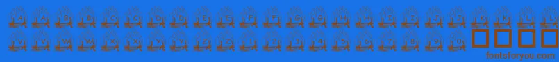 PfYulefire1-Schriftart – Braune Schriften auf blauem Hintergrund