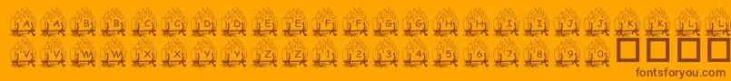 PfYulefire1 Font – Brown Fonts on Orange Background