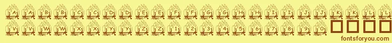 PfYulefire1 Font – Brown Fonts on Yellow Background