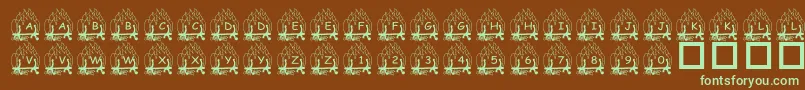 PfYulefire1-fontti – vihreät fontit ruskealla taustalla