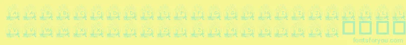 PfYulefire1-Schriftart – Grüne Schriften auf gelbem Hintergrund