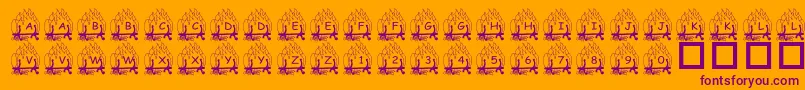 PfYulefire1-Schriftart – Violette Schriften auf orangefarbenem Hintergrund