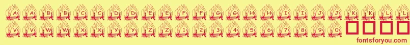 PfYulefire1 Font – Red Fonts on Yellow Background