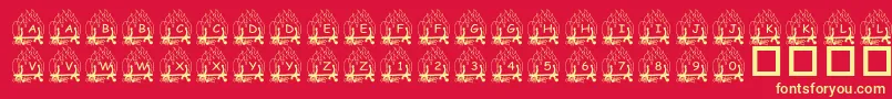 PfYulefire1 Font – Yellow Fonts on Red Background