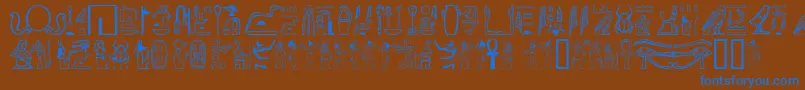 GreywolfGlyphs-Schriftart – Blaue Schriften auf braunem Hintergrund