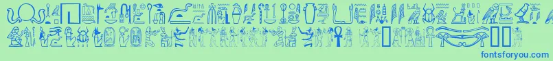 GreywolfGlyphs-Schriftart – Blaue Schriften auf grünem Hintergrund