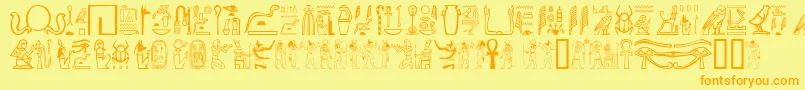 フォントGreywolfGlyphs – オレンジの文字が黄色の背景にあります。