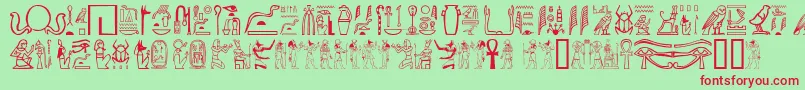 GreywolfGlyphs-Schriftart – Rote Schriften auf grünem Hintergrund