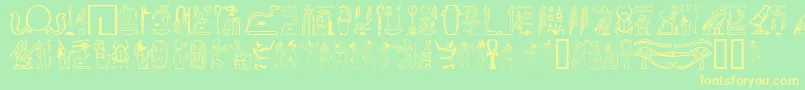 GreywolfGlyphs-Schriftart – Gelbe Schriften auf grünem Hintergrund