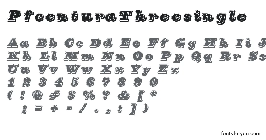 A fonte PfcenturaThreesingle – alfabeto, números, caracteres especiais