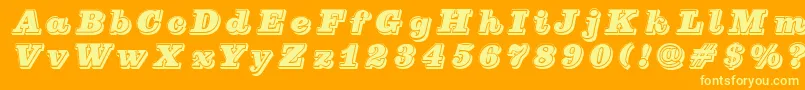Czcionka PfcenturaThreesingle – żółte czcionki na pomarańczowym tle