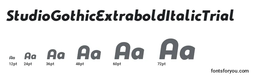 Größen der Schriftart StudioGothicExtraboldItalicTrial