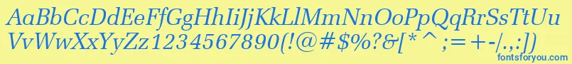 ZapfelliptBtItalic Font – Blue Fonts on Yellow Background
