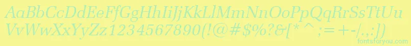 ZapfelliptBtItalic Font – Green Fonts on Yellow Background