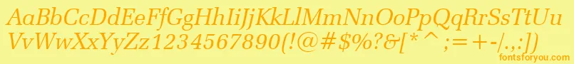 ZapfelliptBtItalic Font – Orange Fonts on Yellow Background