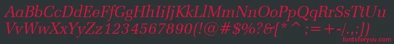 フォントZapfelliptBtItalic – 黒い背景に赤い文字