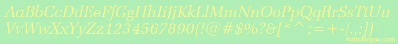 ZapfelliptBtItalic Font – Yellow Fonts on Green Background