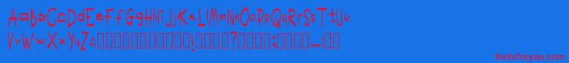 ScritturaravvicinataRegular-Schriftart – Rote Schriften auf blauem Hintergrund