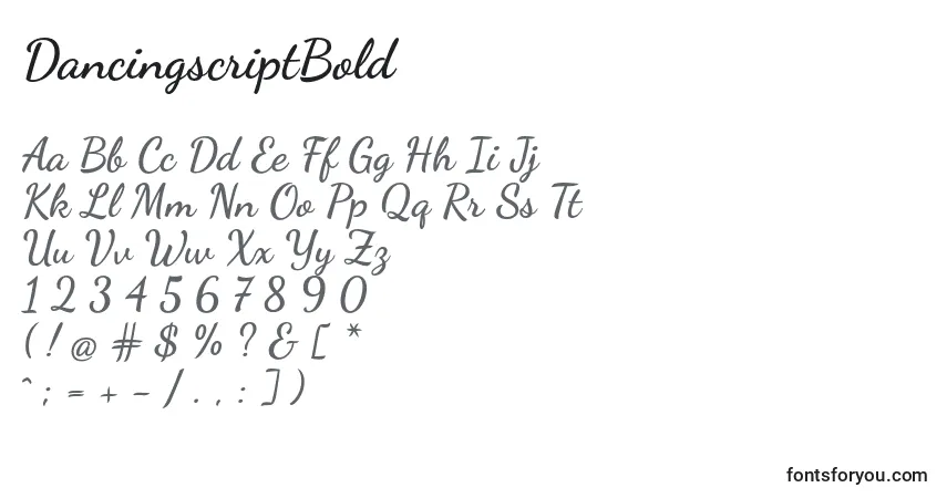 Шрифт DancingscriptBold (99553) – алфавит, цифры, специальные символы