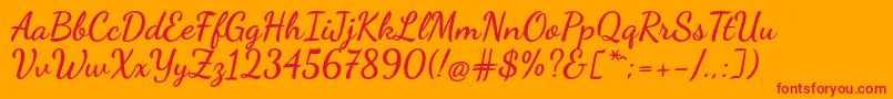 DancingscriptBold Font – Red Fonts on Orange Background