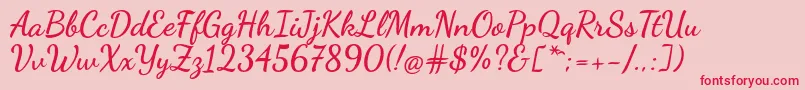 DancingscriptBold Font – Red Fonts on Pink Background