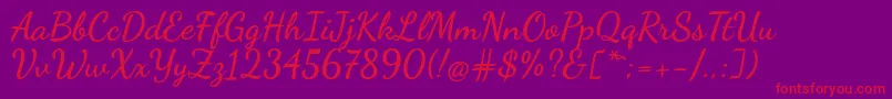 DancingscriptBold Font – Red Fonts on Purple Background
