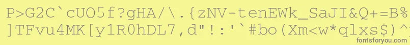 SecretcodeNormal-fontti – harmaat kirjasimet keltaisella taustalla