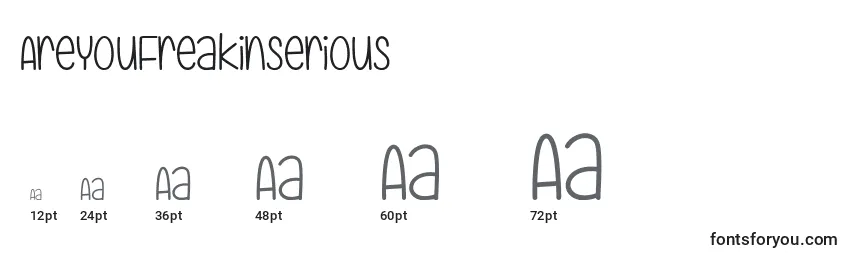 Größen der Schriftart AreYouFreakinSerious