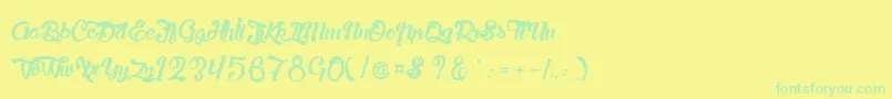 LaChatteAMaman Font – Green Fonts on Yellow Background
