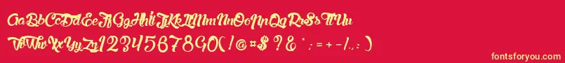 LaChatteAMaman Font – Yellow Fonts on Red Background