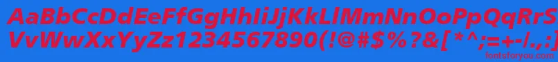 PalmaBlackSsiBlackItalic-Schriftart – Rote Schriften auf blauem Hintergrund