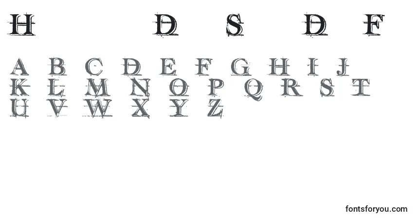 Czcionka HandwritingDraftShadedDemoFontscafedotcom – alfabet, cyfry, specjalne znaki