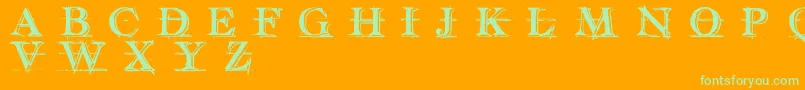 HandwritingDraftShadedDemoFontscafedotcom-Schriftart – Grüne Schriften auf orangefarbenem Hintergrund