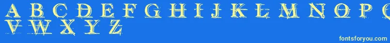 HandwritingDraftShadedDemoFontscafedotcom Font – Yellow Fonts on Blue Background