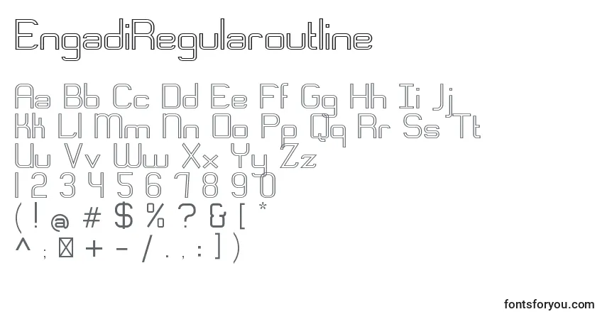 Fuente EngadiRegularoutline - alfabeto, números, caracteres especiales