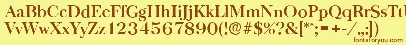 BaskervilleserialBold Font – Brown Fonts on Yellow Background